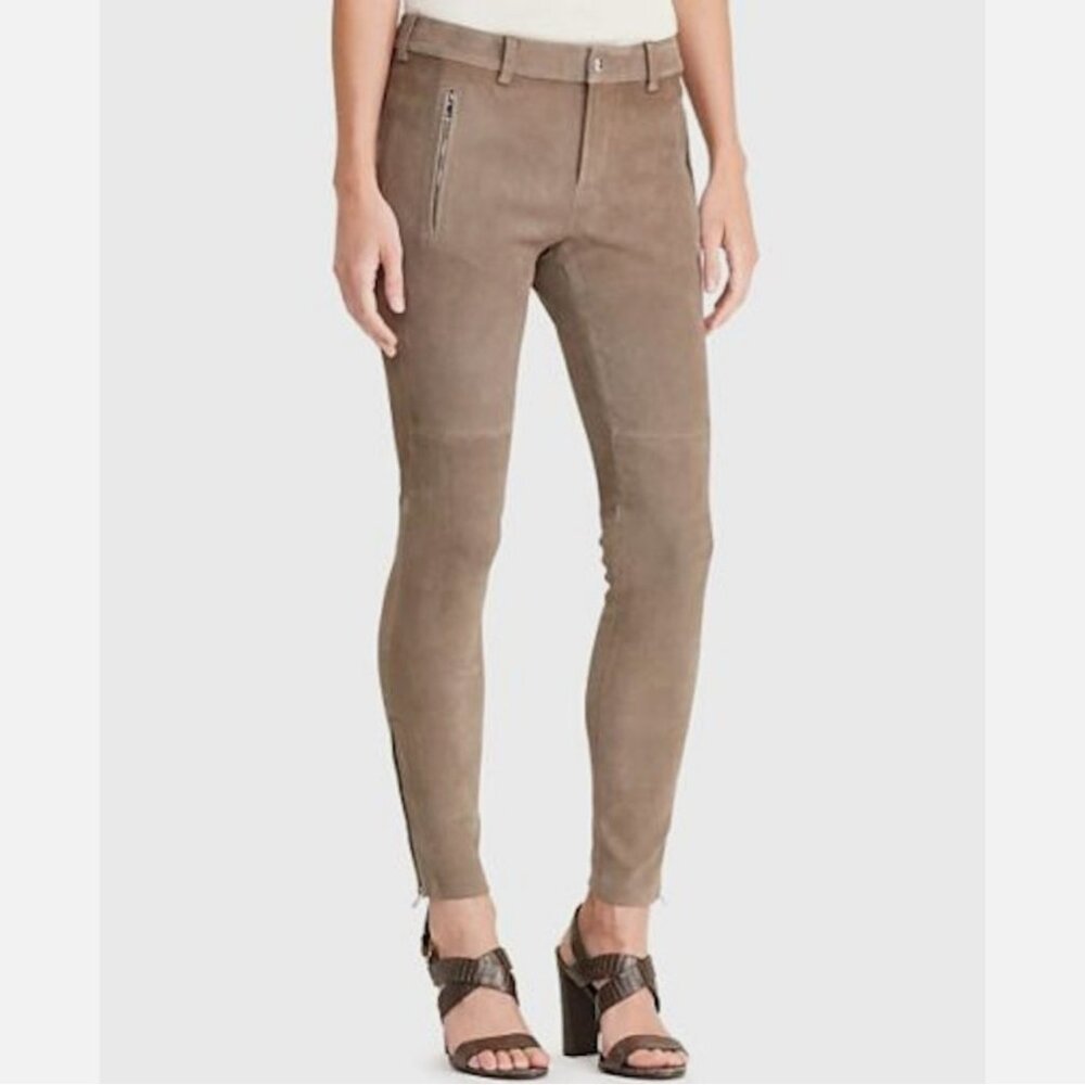Lauren Ralph Lauren Lamb Suede Snuff Skinny Pants